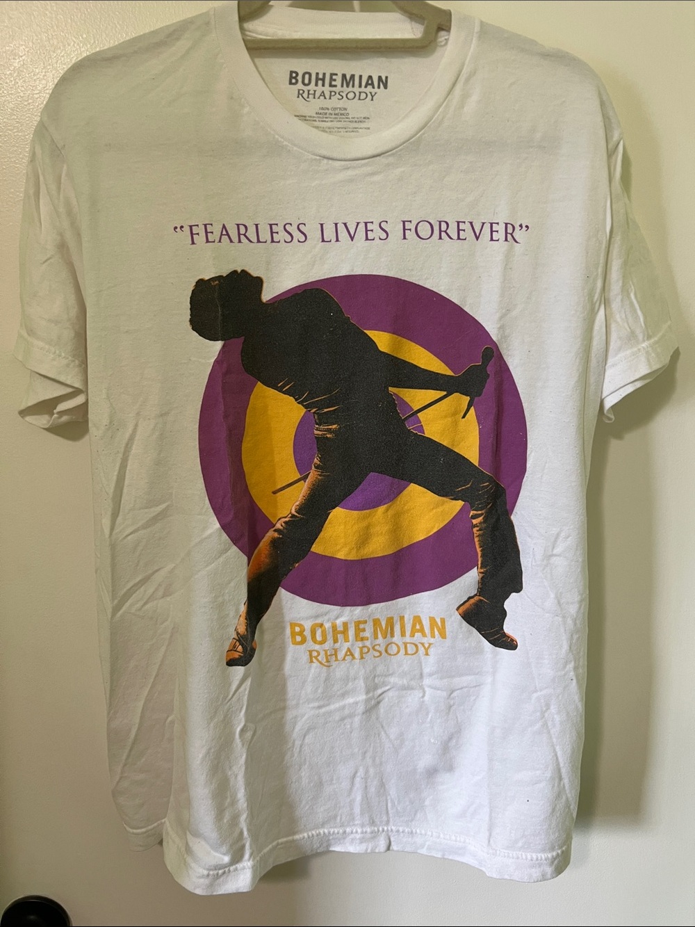 White Graphic Tee - Fearless Lives Forever Bohemian Rhapsody Queen Size Large